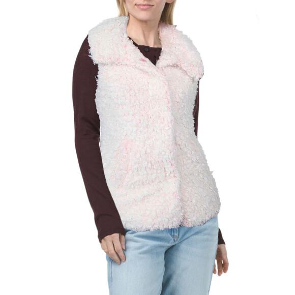 New Dylan Women's Shaggy Lux Pile Fleece Collared Vest - Picture 1 of 6